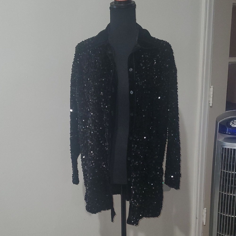 Fashion Nova Midnight Sequin Jacket